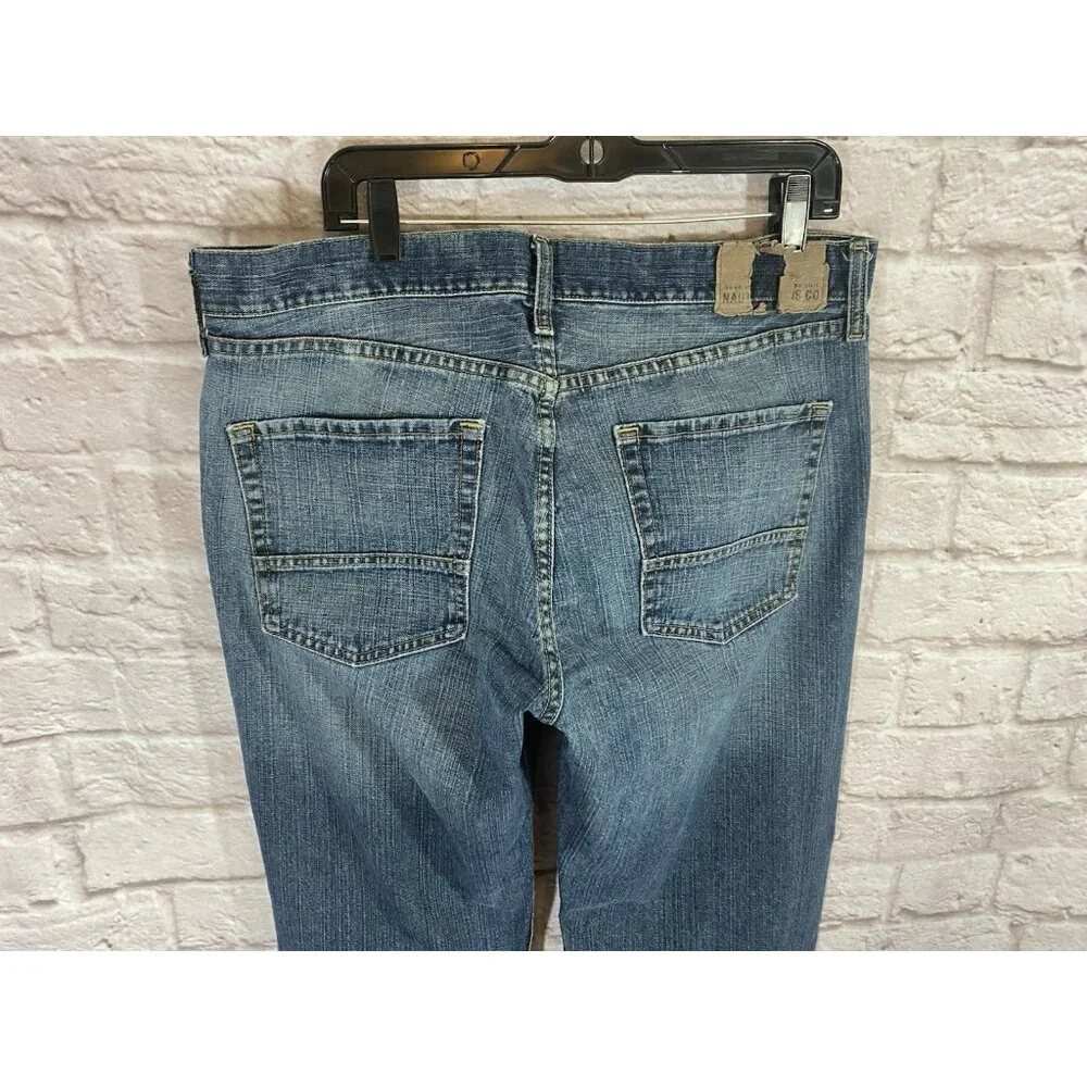 Vintage NAUTICA Jeans Mens‎ 36x34 Blue Denim LOOSE Baggy Faded Washout Whiskered